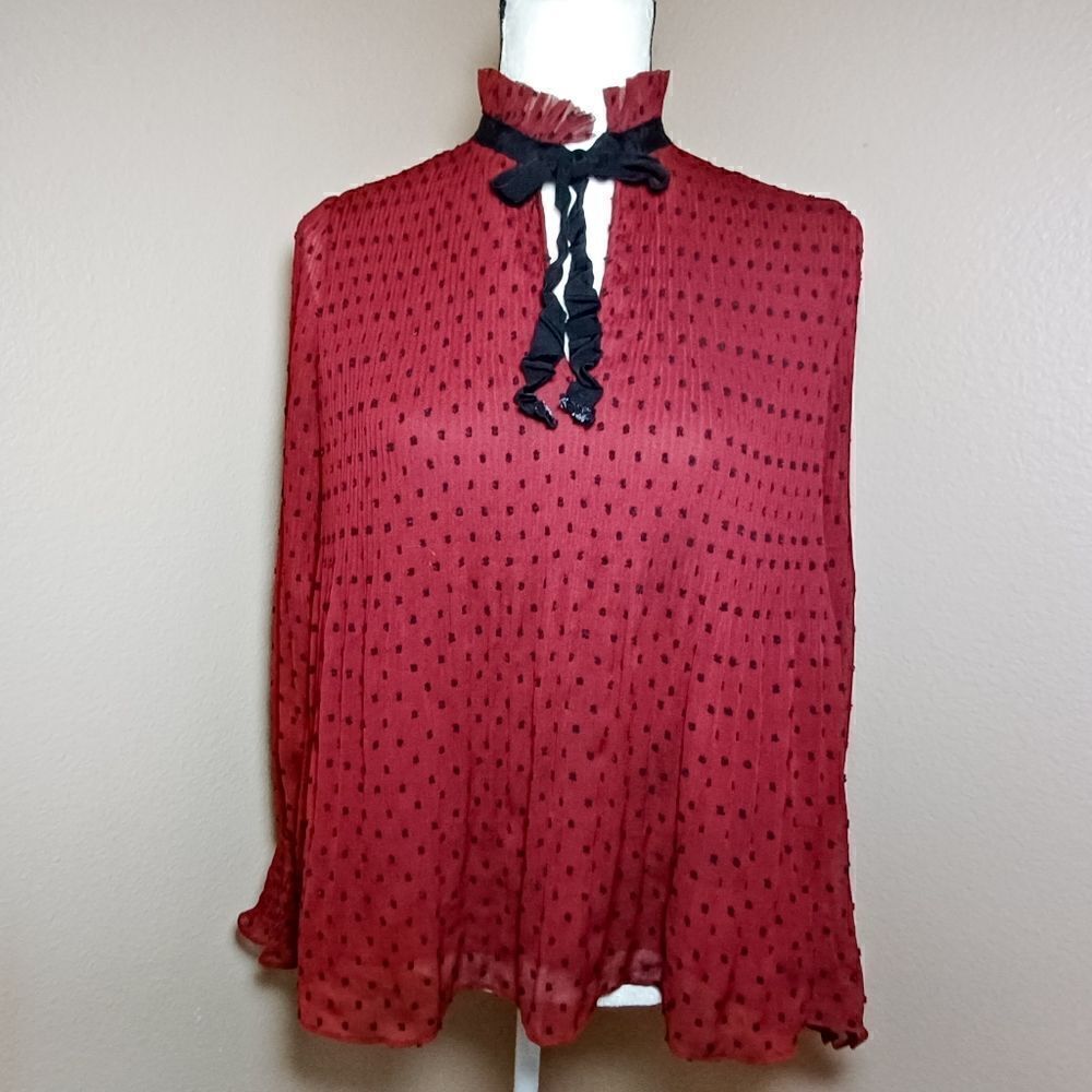 Max Studio Layered Burgundy Long Sleeve blouse